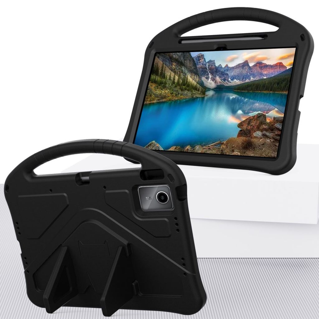 Lenovo Idea Tab Plus Deksel EVA Stativ Bærehåndtak Barnevennlig - Svart