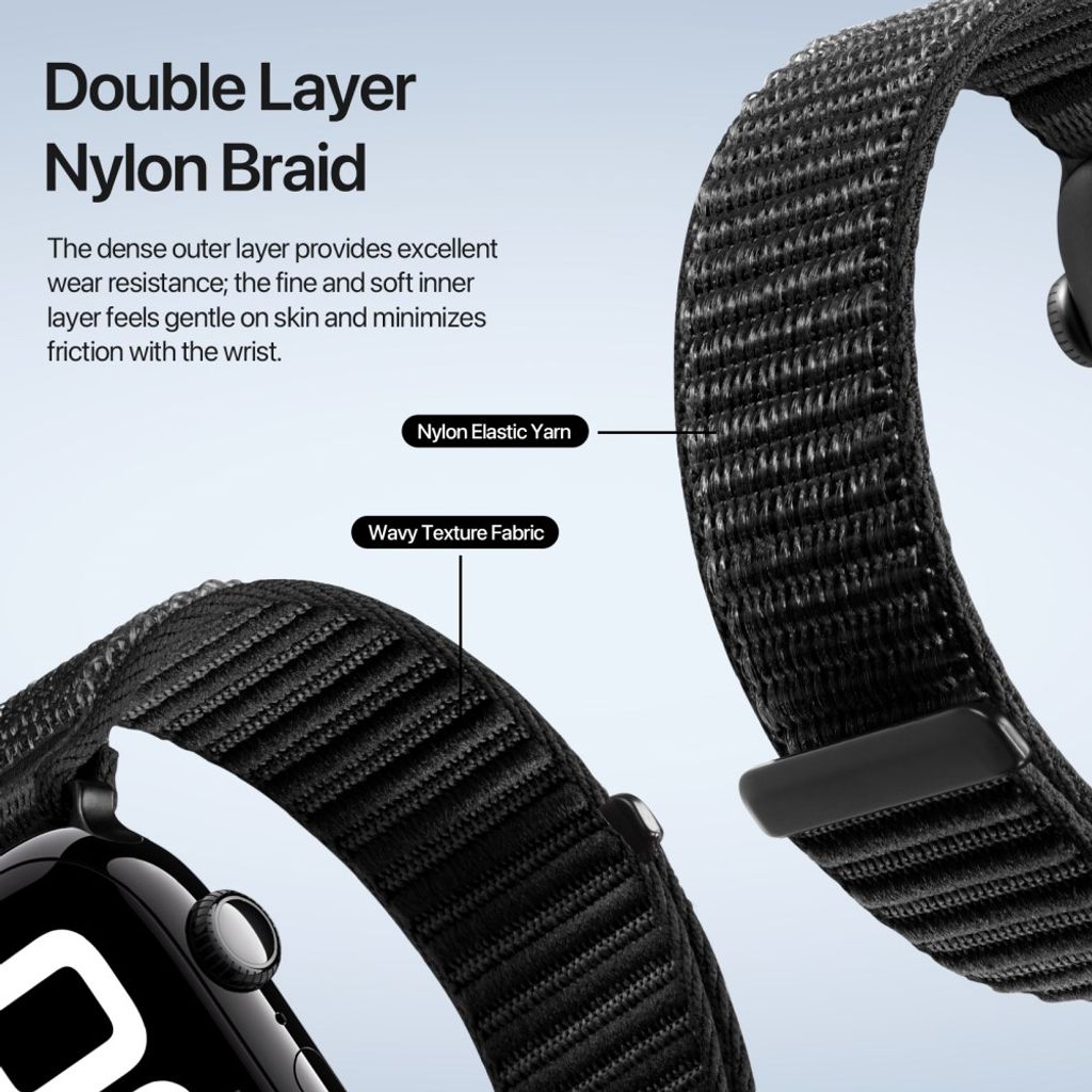 DUX DUCIS Apple Watch 42/44/46/49mm Urrem Flettet Nylon – Sort