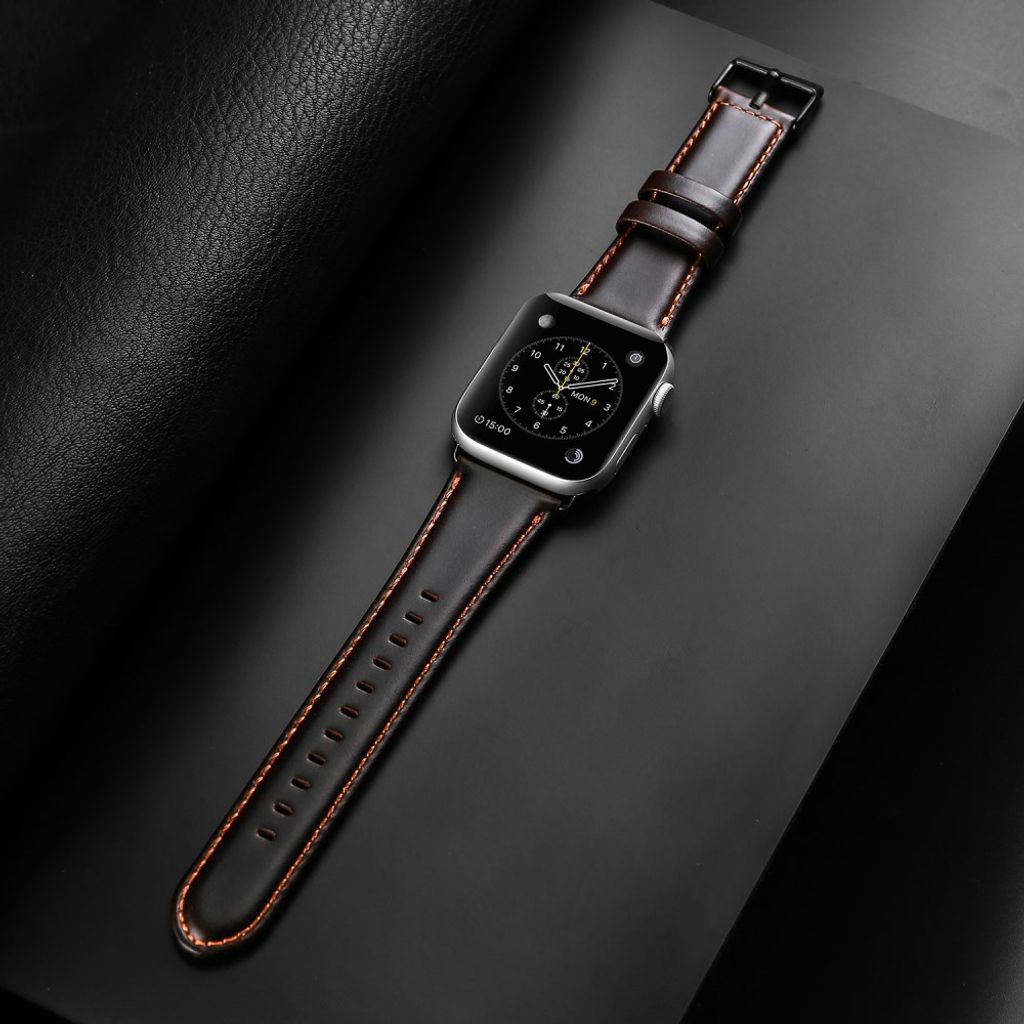 DUX DUCIS Apple Watch 42/44/46/49 mm skinnrem – mørkebrun