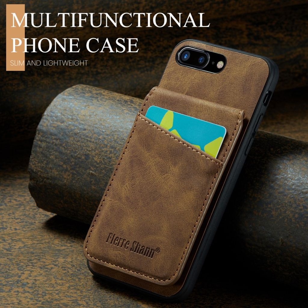 FIERRE SHANN iPhone 7 Plus / 8 Plus Cover med Kortplads - Brun