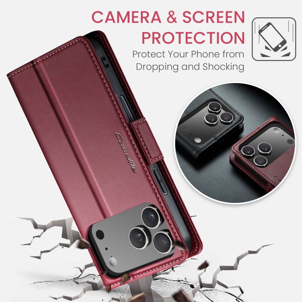 CASEME iPhone 17 Pro Max Etui med Kortspor - Rød