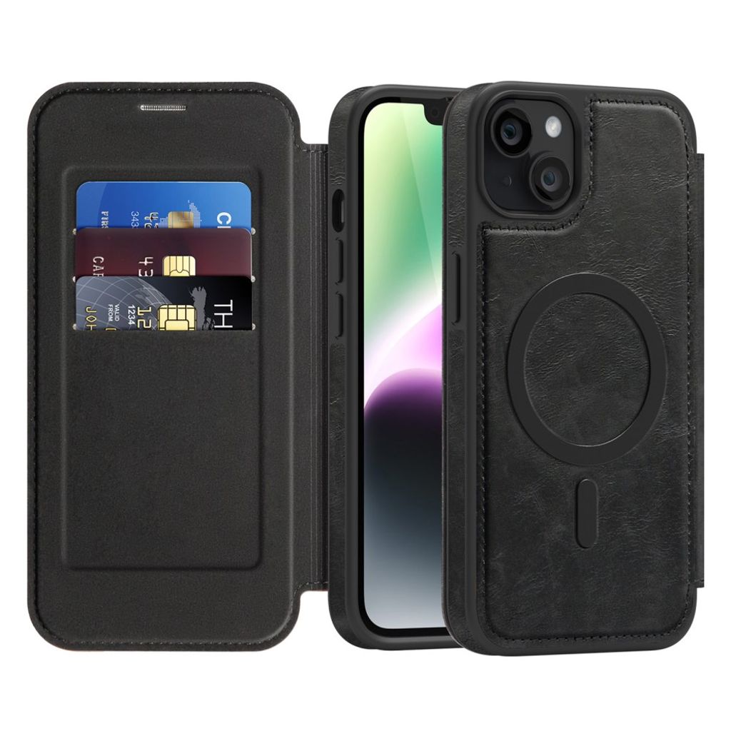 iPhone 14 Plus Lommeboketui MagSafe RFID-blokkerende - Svart