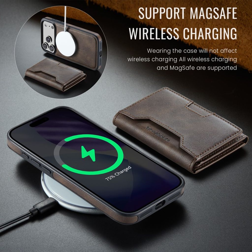 MAGKING iPhone 18 Pro Max/17 Pro Max MagSafe Kuori irrotettavalla lompakolla - Ruskea