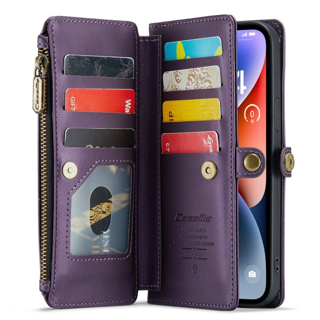 CASEME iPhone 14 Plus Plånboksfodral RFID-blockerande Kortfack Stativ – Lila