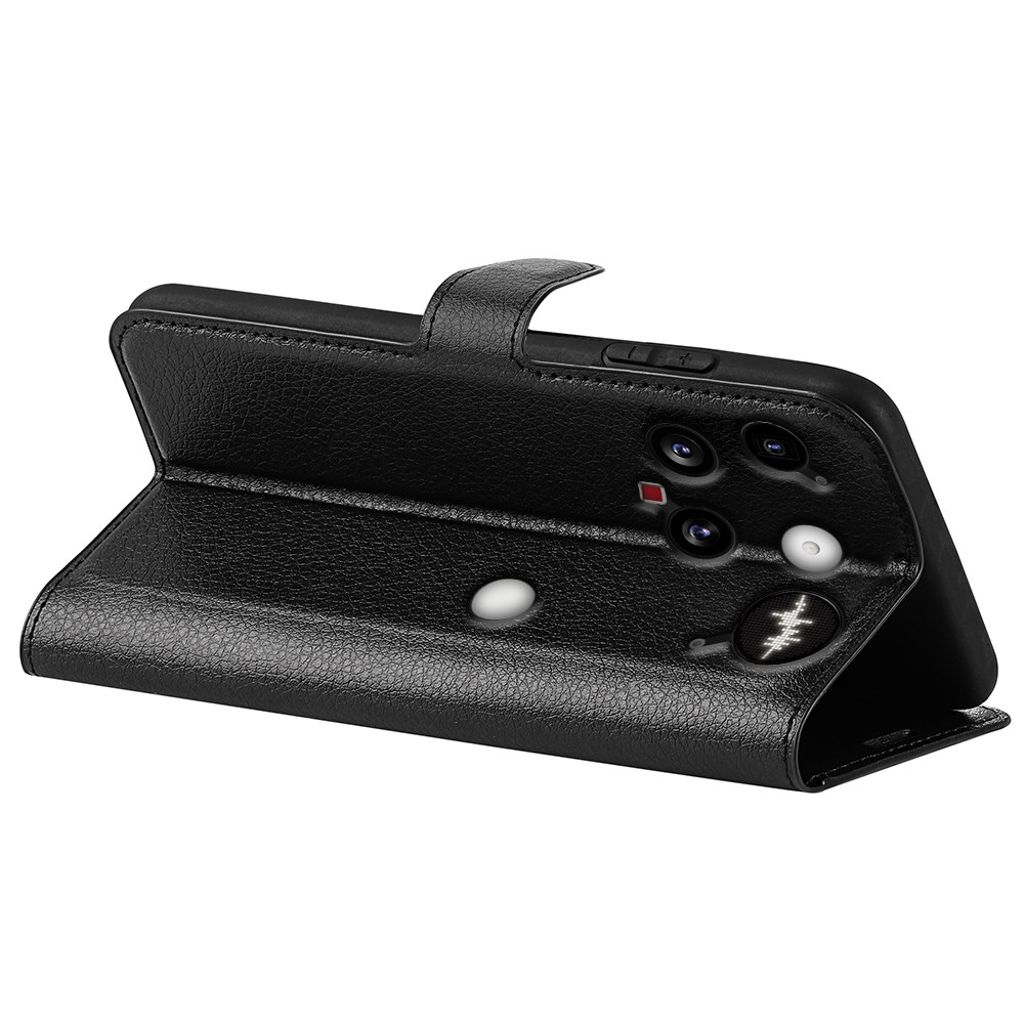 Nothing Phone (3) 5G Pungetui PU læder Stativ – Sort