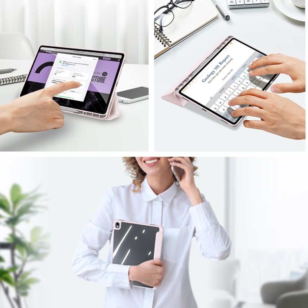 DUX DUCIS Samsung Galaxy Tab S12 Plus Tri-fold stativfodral - Ljusrosa