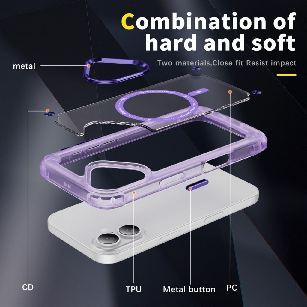 iPhone 17 MagSafe-yhteensopiva Kuori - läpinäkyvä violetti