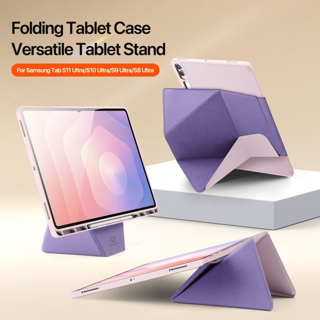 DUX DUCIS Samsung Galaxy Tab S12 Ultra/S11 Ultra etc Kotelo taittuvalla jalustalla - Vaaleanpunainen