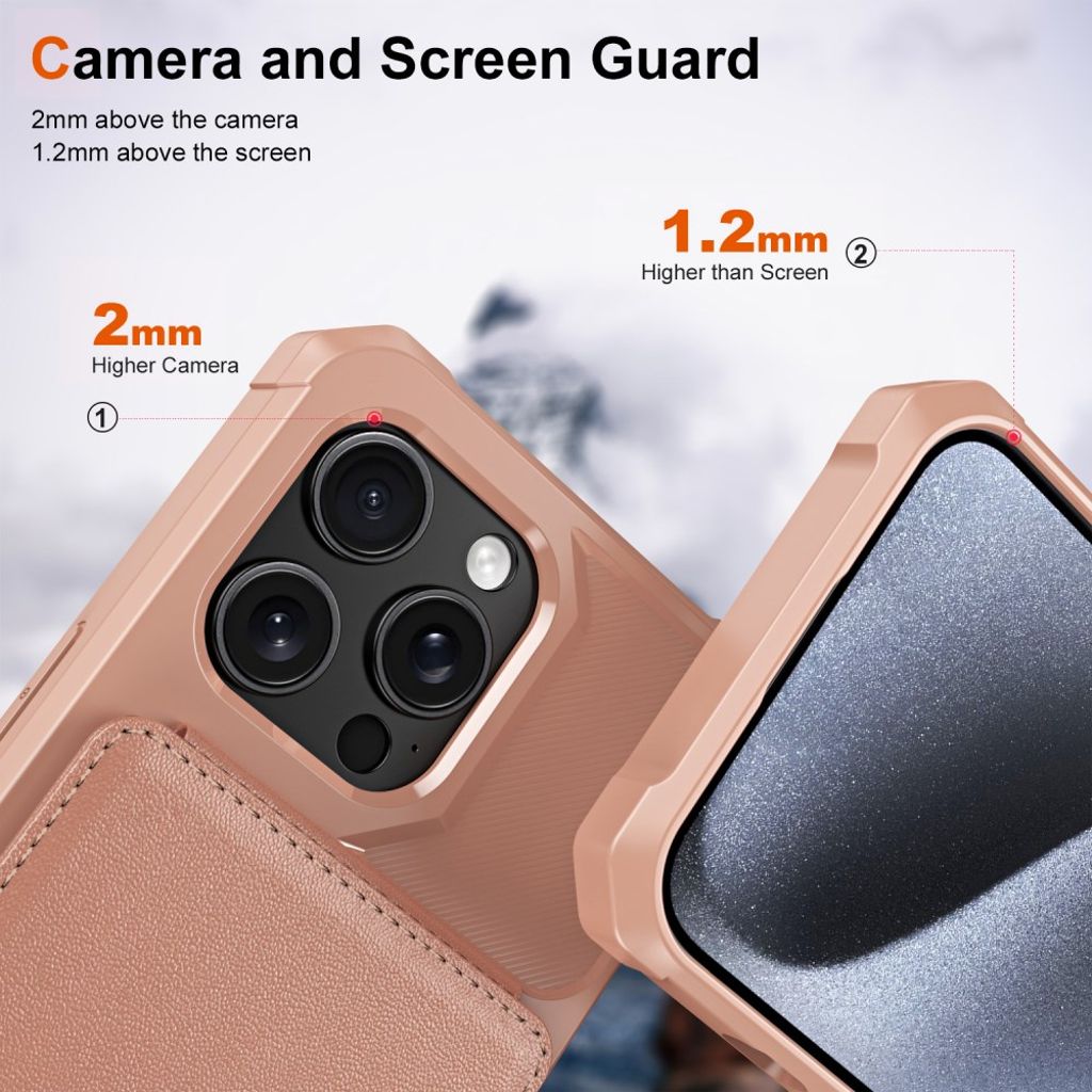 iPhone 13 Pro Kuori Kortin haltija Jalusta PU-nahka - Ruusu kultaa