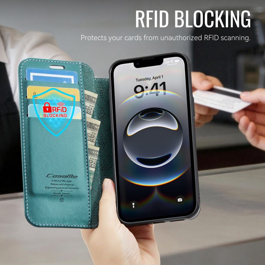 CASEME 053 iPhone 16e/iPhone 17e Lommeboketui MagSafe RFID Blokkerende - Turkis
