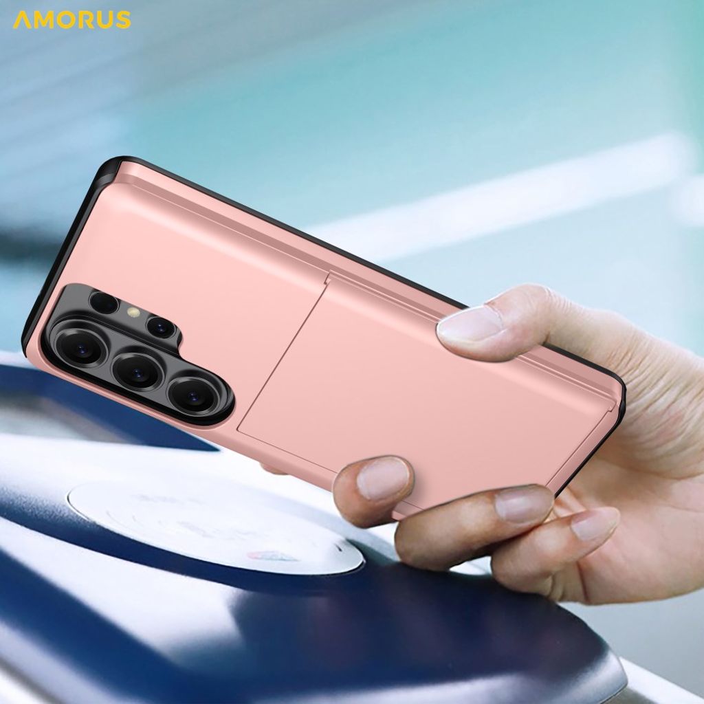 AMORUS Samsung Galaxy S26 Ultra Plånboksskal Korthållare - Guld