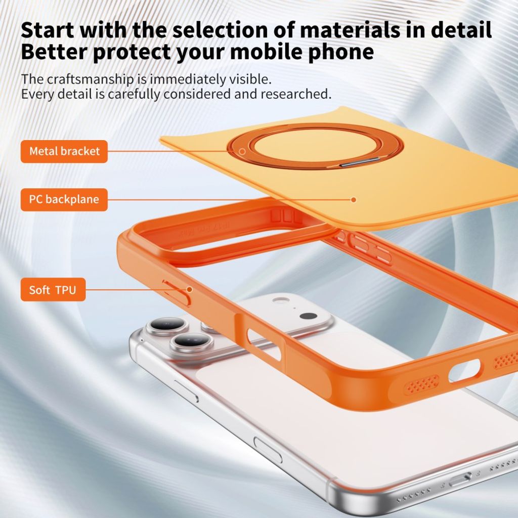 iPhone 18 Pro Max/17 Pro Max MagSafe-deksel med stativ – oransje