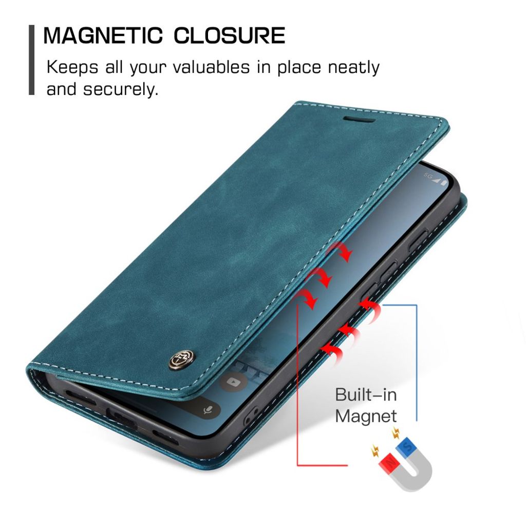 CASEME Google Pixel 10a Flip Cover PU Læder Kortholder/Stativ - Blå
