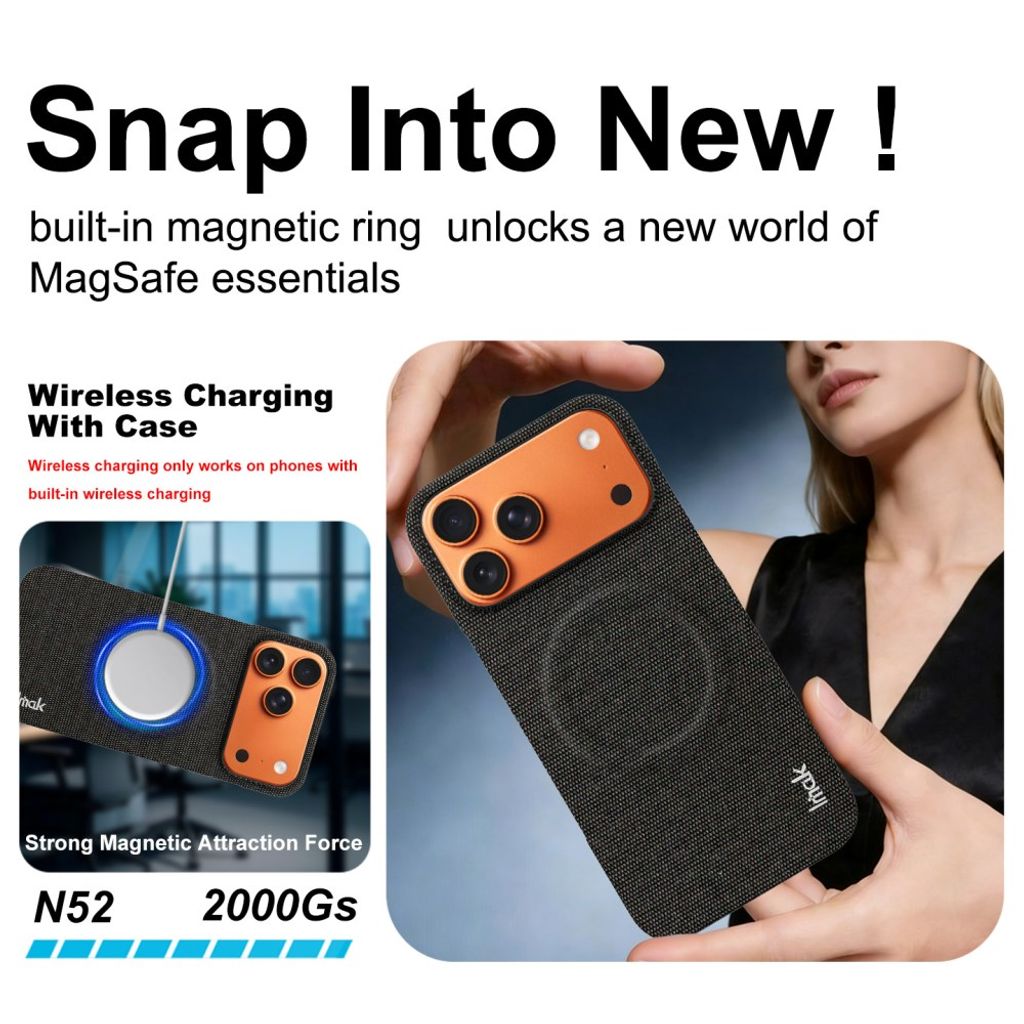 IMAK iPhone18 Pro Max/17 Pro Max MagSafe Skal med kolfibertextur - Svart