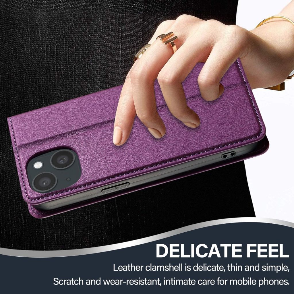 LC.IMEEKE iPhone 15 Plus Lompakkokotelo - Violetti