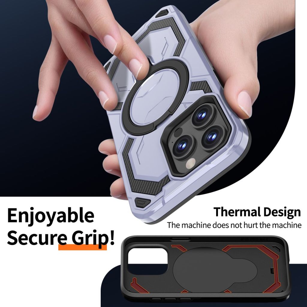 iPhone 13 Pro Max Kuori Magneetilla ja Ring Jalustalla – Vaaleansininen