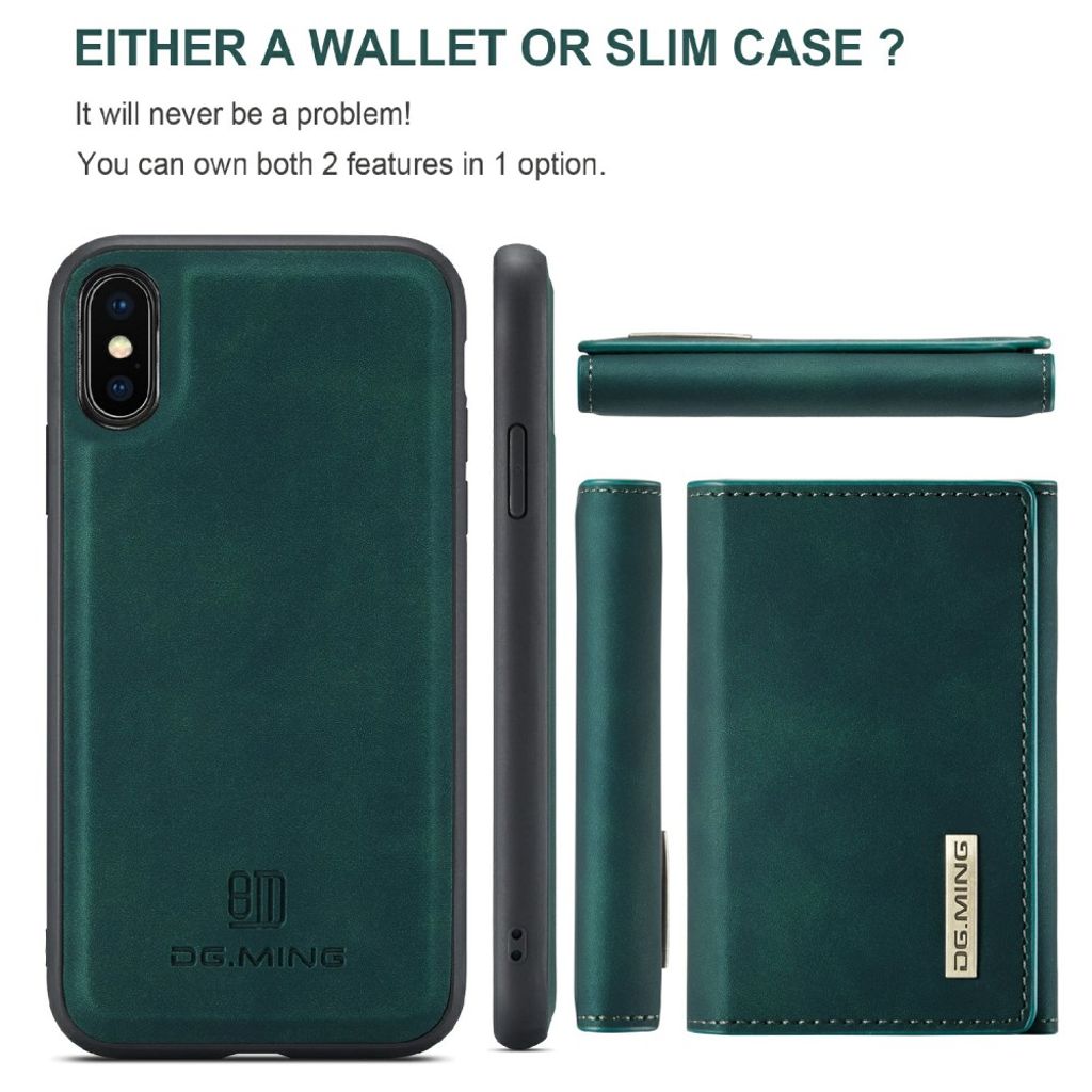 DG.MING iPhone X/XS Lompakkokuori Magneettikiinnityksellä - Vihreä