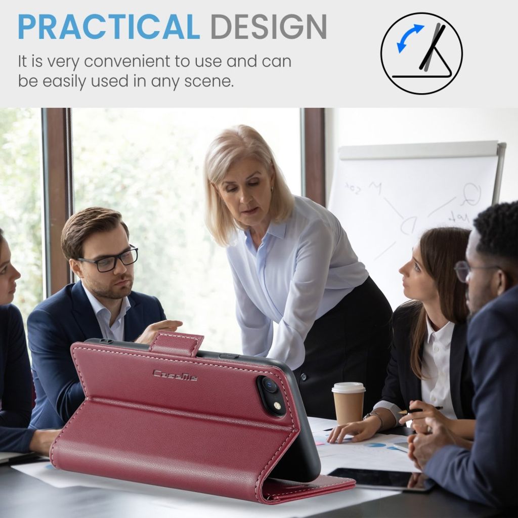 CASEME iPhone 6/6s/7/8/SE 2020/2022 Etui med Kortplads - Rød