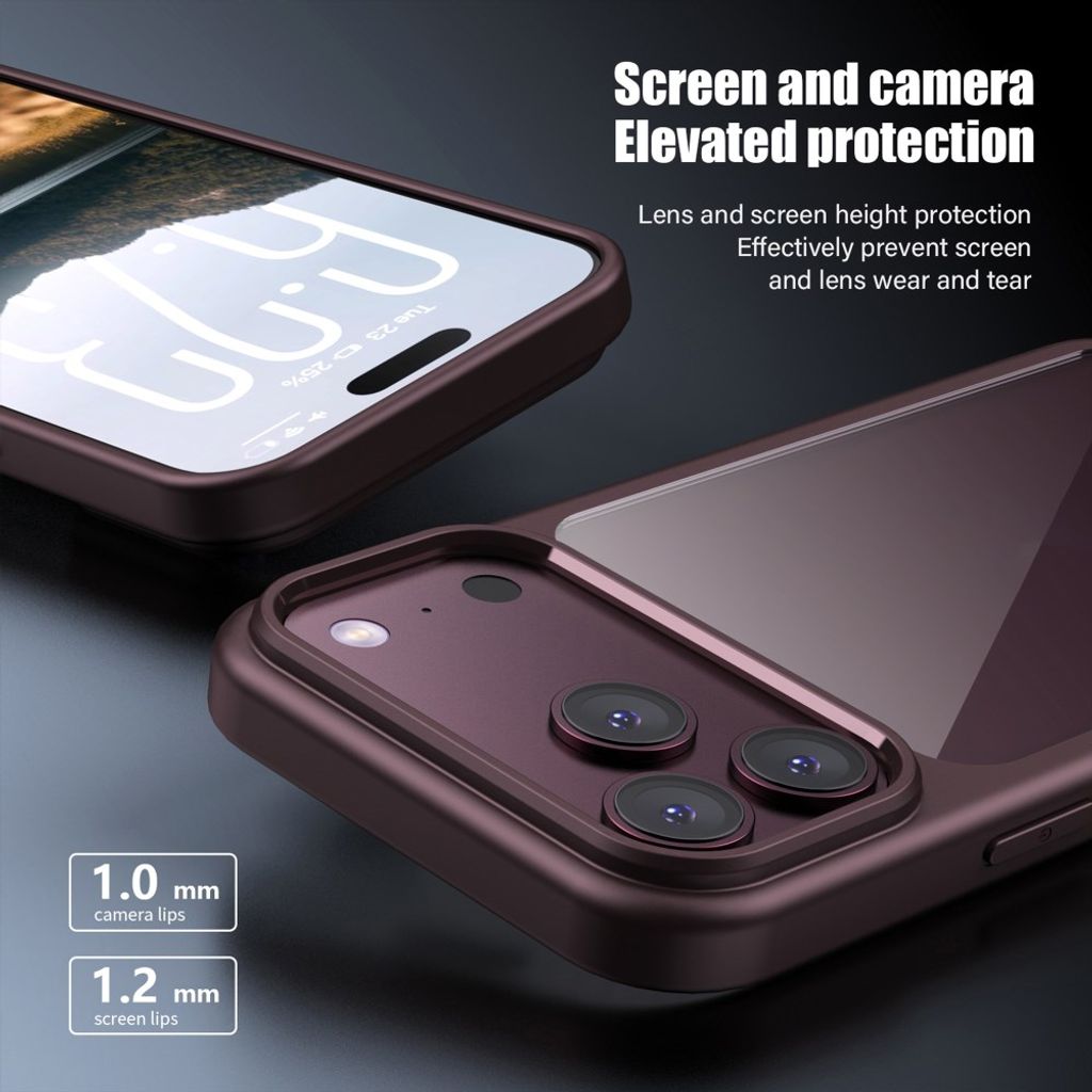 IPAKY iPhone 18 Pro Max/17 Pro Max Läpinäkyvällä takaosalla varustettu kuori - Oranssi