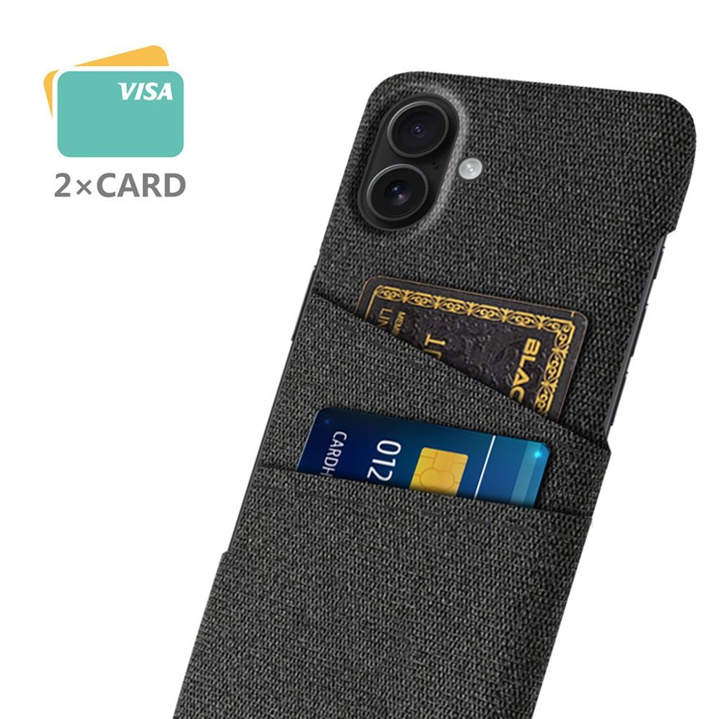 iPhone 17 Skal i Textil med 2 Kortfack - Svart
