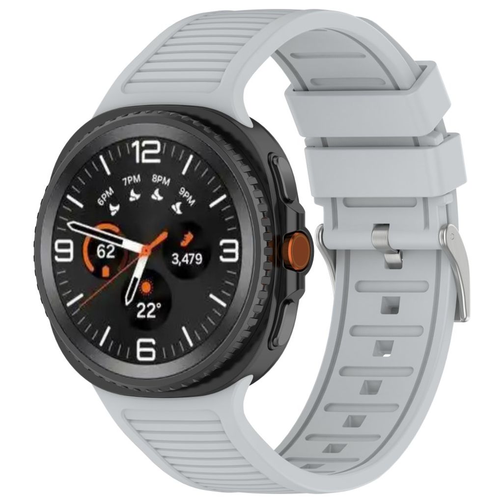 Samsung Galaxy Watch8 Classic 46 mm Kellonranneke, Silikoni - vaaleanharmaa