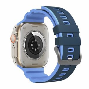 Apple Watch 49/46/44/42mm Tvåfärgat Klockarmband Silikon - Blå