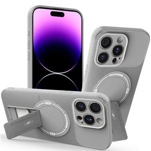 iPhone 14 Pro Skal Stativ Kolfibertextur - Grå