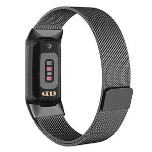 KALEBOL Fitbit Charge 6/5 Kellonranneke, Ruostumaton teräs - musta