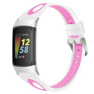 Fitbit Charge 6 / 5 Tofarget Klokkereim - Hvit / Rosa
