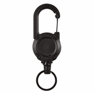 Nyckelring med karbinhake & utdragbar stålkabel 60cm - svart