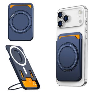 Magnetisk kortholder for mobiltelefon med ringstativ - blå