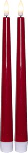 LED Antikljus 2-pack Flamme Candy Röd 26cm - Batteridrivet med Timer