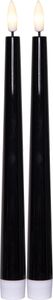 LED Antikljus 2-pack Flamme Candy Svart 26cm - Batteridrivet med Timer