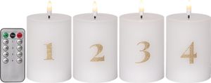 LED-LOHKOVALOT 4 KPL LIEKKIADVENTTIVALOJA / 12,5 CM / KAUKOSÄÄDIN JA AJASTIN 