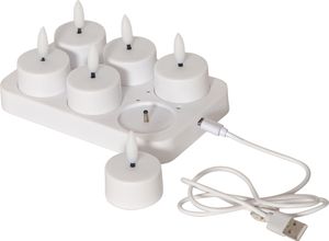 LED-lys 6-pak Flamme Charge 40x50mm - genopladeligt