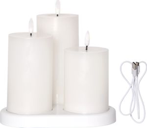 LED Blokklys 3-pakk Flamme Charge – Oppladbare