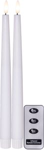 LED Antiklys 2-pak Flamme Slim Hvid 28,5 cm med timer