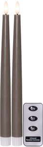 LED Antiklys 2-pak Flamme Slim Muldvarp 28,5 cm med timer