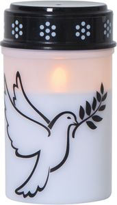LED-gravlys Dove / 12 cm / batteri / timer / innendørs/utendørs bruk