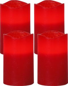 4-pakning røde LED-kubbelys 12,5 cm med timer