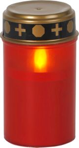 LED GRAVLYS SERENE / RØD / 12 cm / BATTERI / TIMER / UTENDØRS
