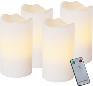LED BLOCKLJUS 4-PACK VITA ADVENTSLJUS / 10 CM / FJÄRRKONTROLL OCH TIMER