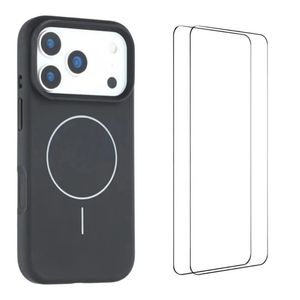 iPhone 18 Pro Max MagSafe-yhteensopiva kuori kahdella näytönsuojalla - musta
