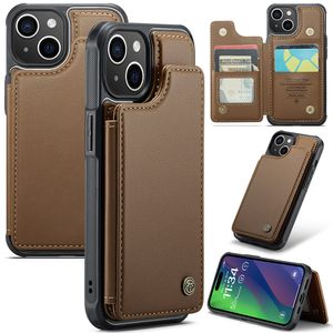 CASEME C22 iPhone 15 Wallet Case RFID Blocking Card Holder - Brown