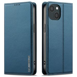 LC.IMEEKE iPhone 14/13 Wallet Cover Stand PU Leather - Blue