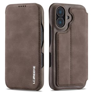 LC.IMEEKE iPhone 16 Plus Wallet Cover Card Holder Stand – Coffee