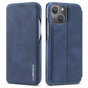 LC.IMEEKE iPhone 15 Wallet Cover Stand Card Holder - Blue