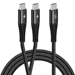 SiGN 2-in-1 USB-C -kaapeli 2 x USB-C 60W, 1,2 m – musta