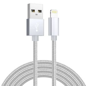 SiGN USB-A till Lightning Kabel, 2.1A, 2m, Nylon - Silver