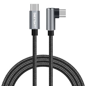 NEXTBATT USB-C til USB-C vinklet kabel 60W, 2m - Svart